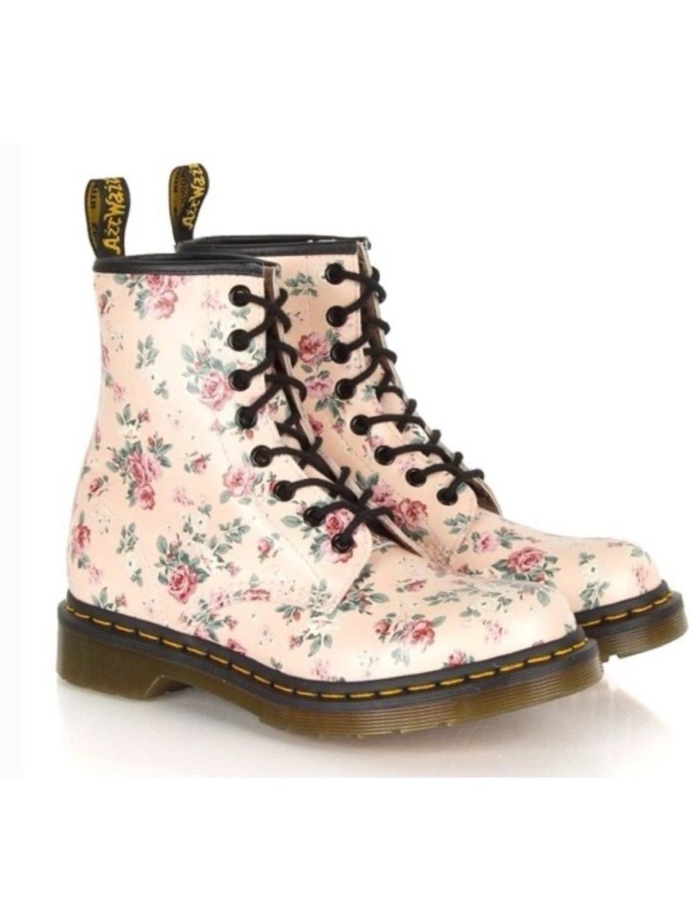 Dr. Martens 1460 Vintage Rose Cream Floral Leather Boots